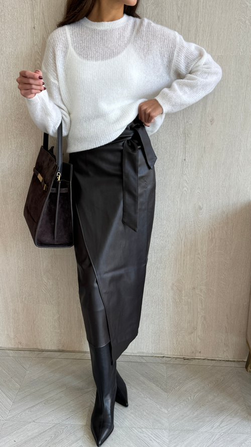 LIVIA WRAP SKIRT - ESPRESSO