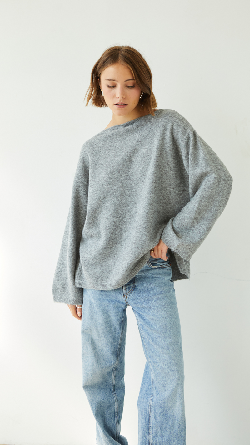 ERIN REVERSIBILE SWEATER - GREY