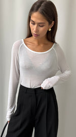 ESME CASHMERE JERSEY TOP - WHITE