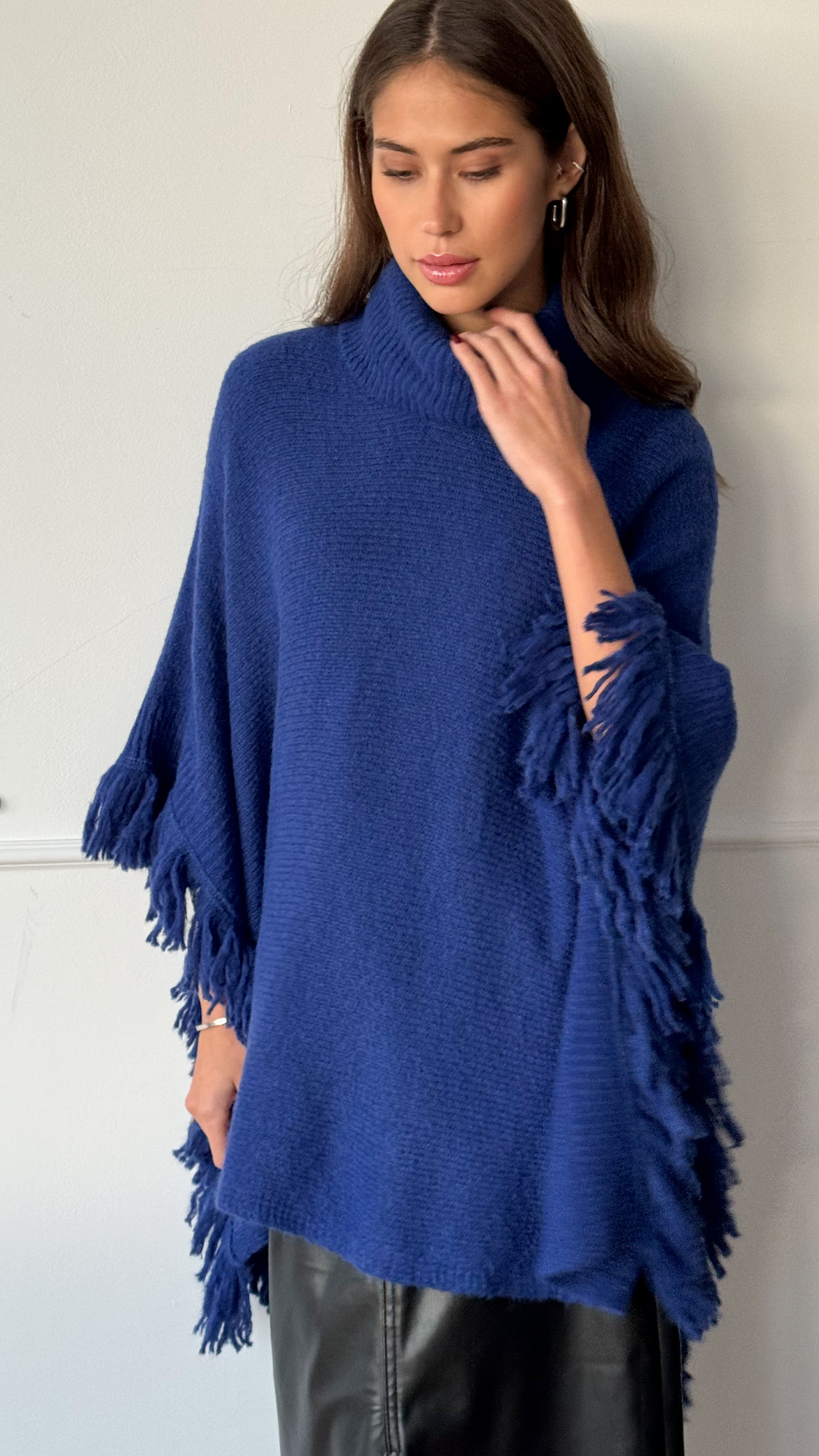 Royal blue poncho on sale sweater