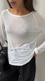 ESME CASHMERE JERSEY TOP - WHITE