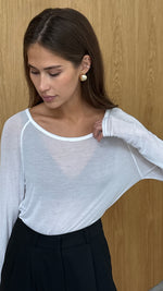 ESME CASHMERE JERSEY TOP - WHITE