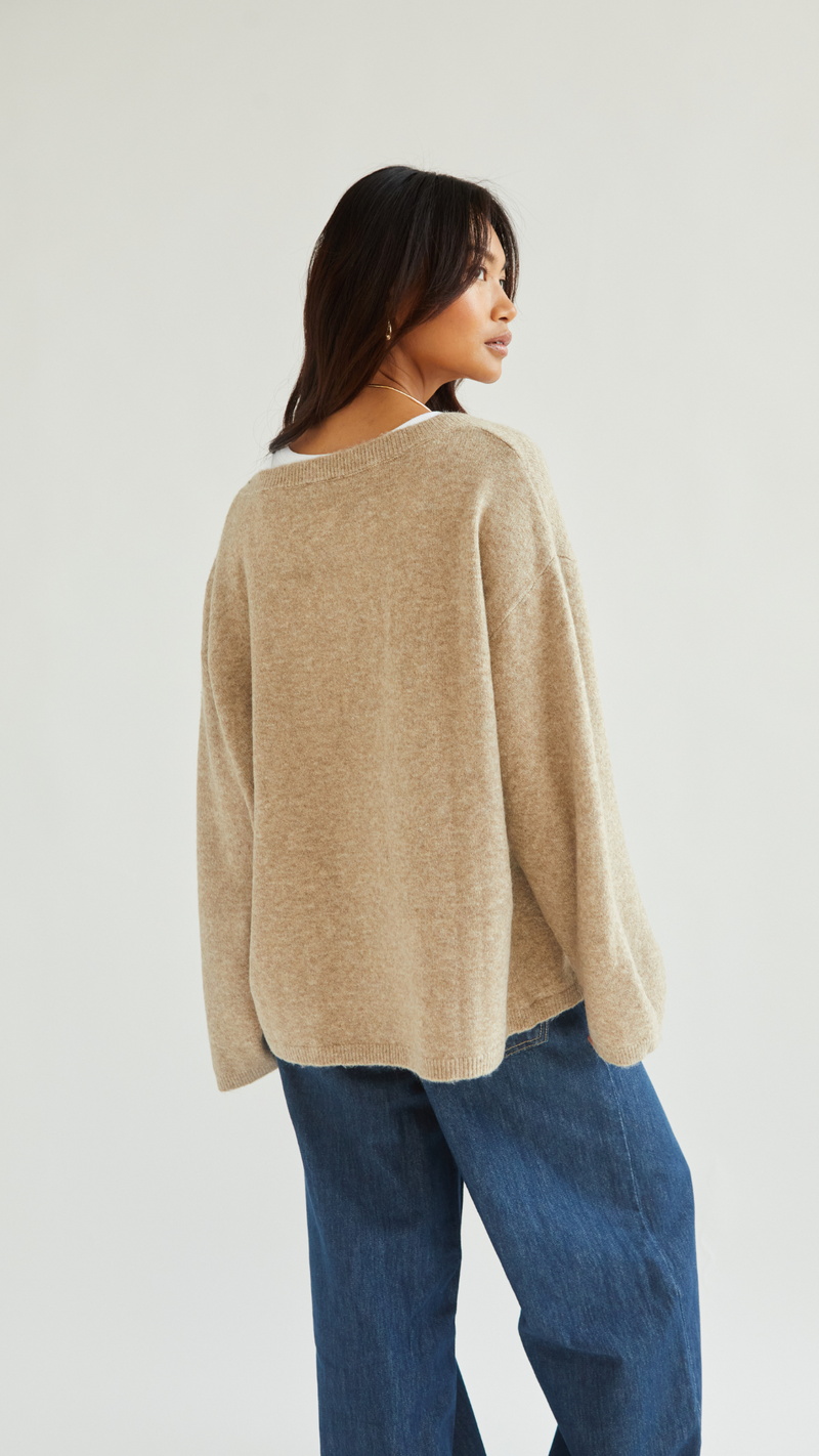 ERIN REVERSIBLE SWEATER - SAND