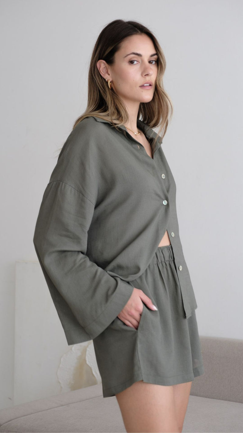 ASTRID LINEN SHIRT - SLATE