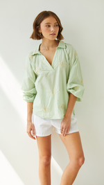 MIRELLE EMBROIDERED TOP - MINT