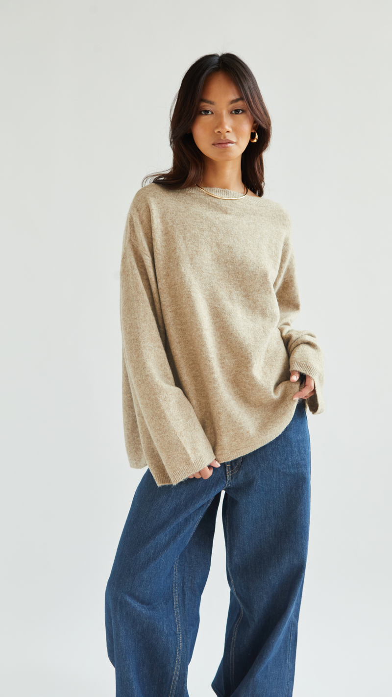 ERIN REVERSIBLE SWEATER - SAND