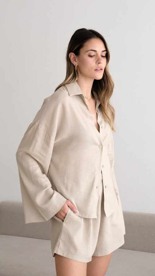 ASTRID LINEN SHIRT - SAND