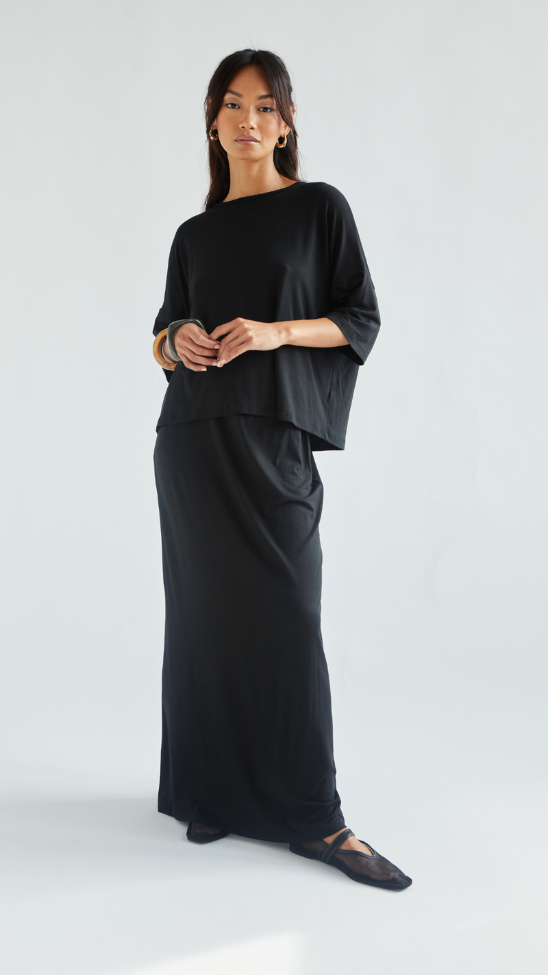 RAYA JERSEY TOP - BLACK