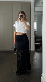 ALBA LACE SKIRT - BLACK