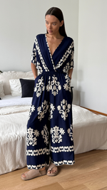 MOLLY PRINTED JUMPSUIT - CELESTE BLUE