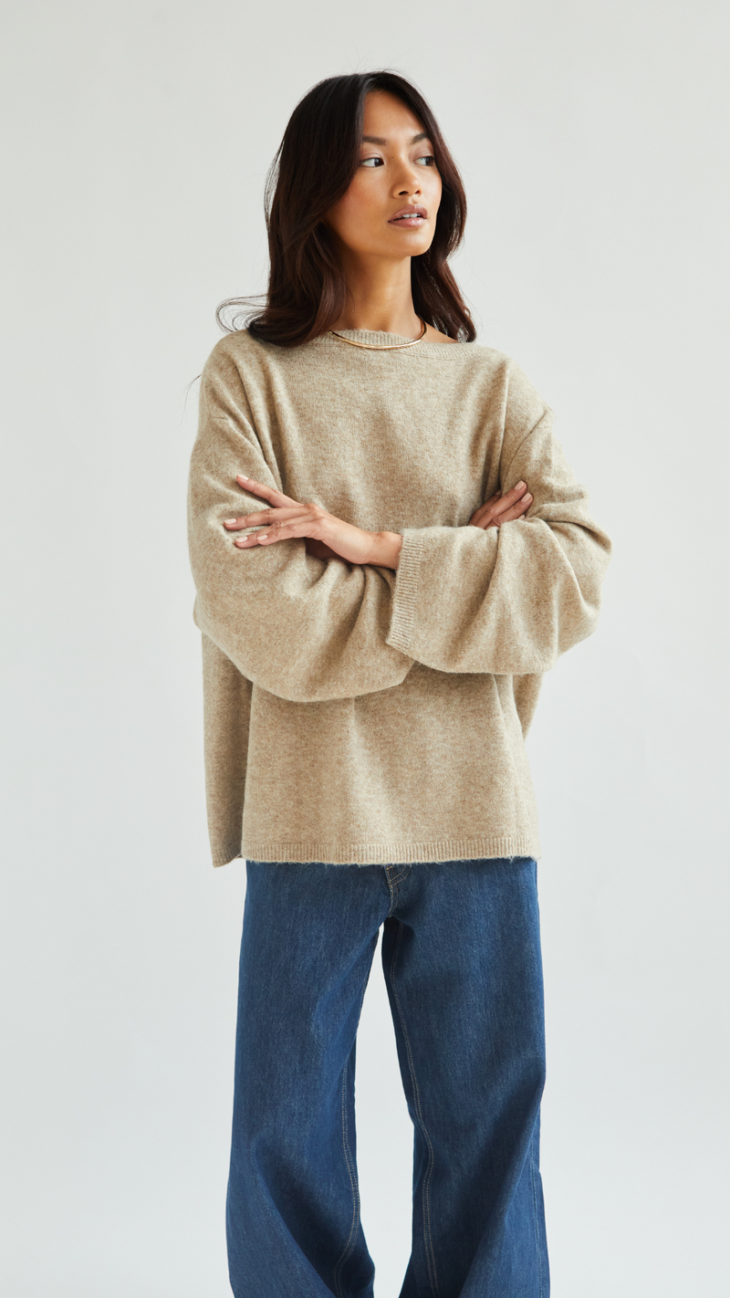 ERIN REVERSIBLE SWEATER - SAND