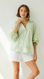 MIRELLE EMBROIDERED TOP - MINT