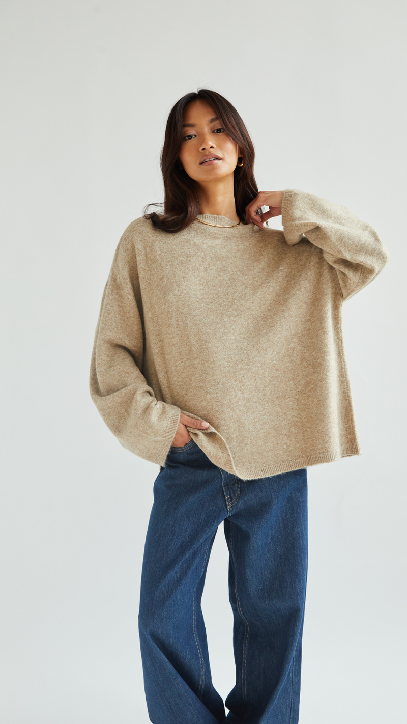 ERIN REVERSIBLE SWEATER - SAND