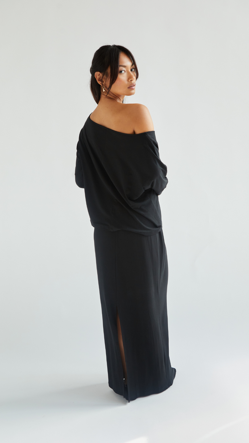 MIRA JERSEY TOP - BLACK