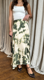 REMI SKIRT - KHAKI TIE DYE PRINT