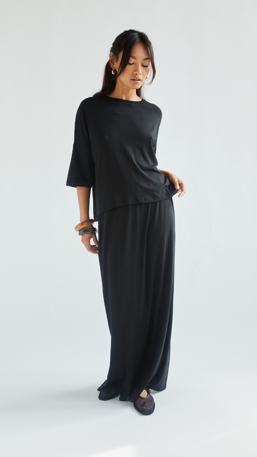 RAYA JERSEY TOP - BLACK