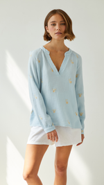 ZAINA EMBROIDERED TOP - SKY BLUE