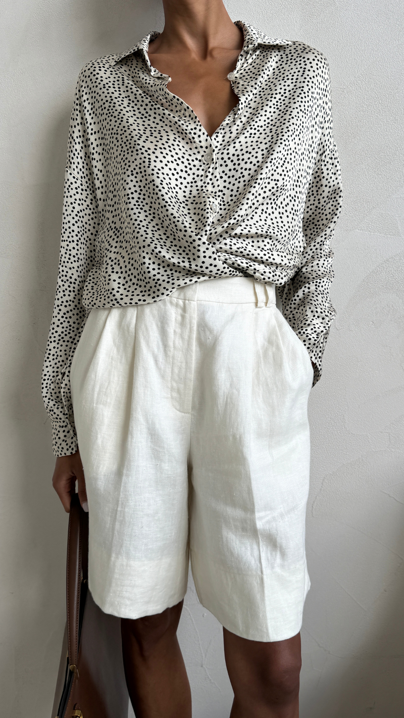 RHEA SILK SHIRT - IVORY POLKA DOTS