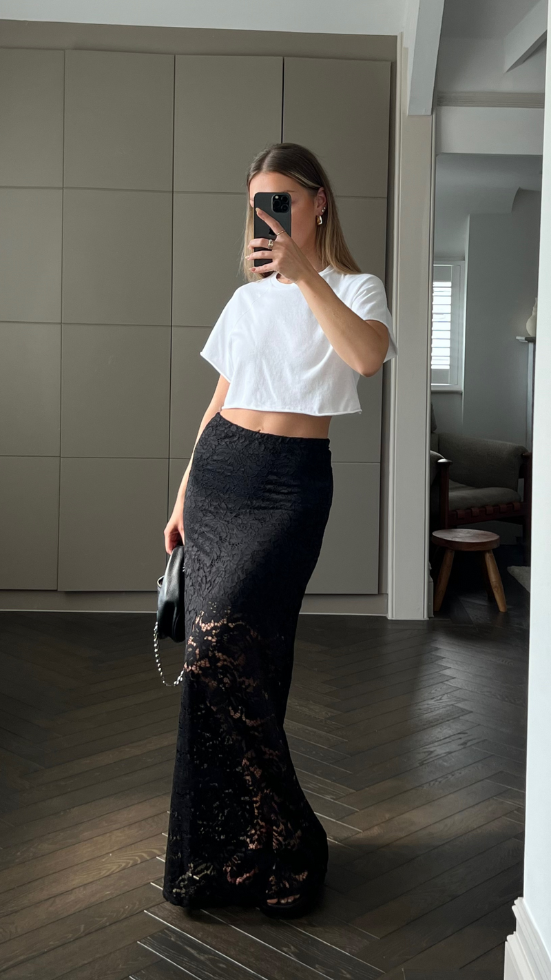 ALBA LACE SKIRT - BLACK