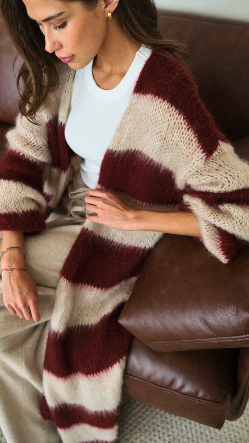 KAY CARDIGAN - RUBY BEIGE STRIPES