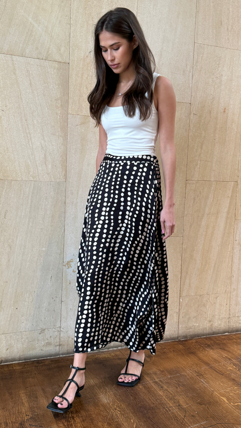 REMI SKIRT - BLACK/WHITE PRINT