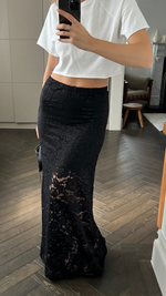 ALBA LACE SKIRT - BLACK