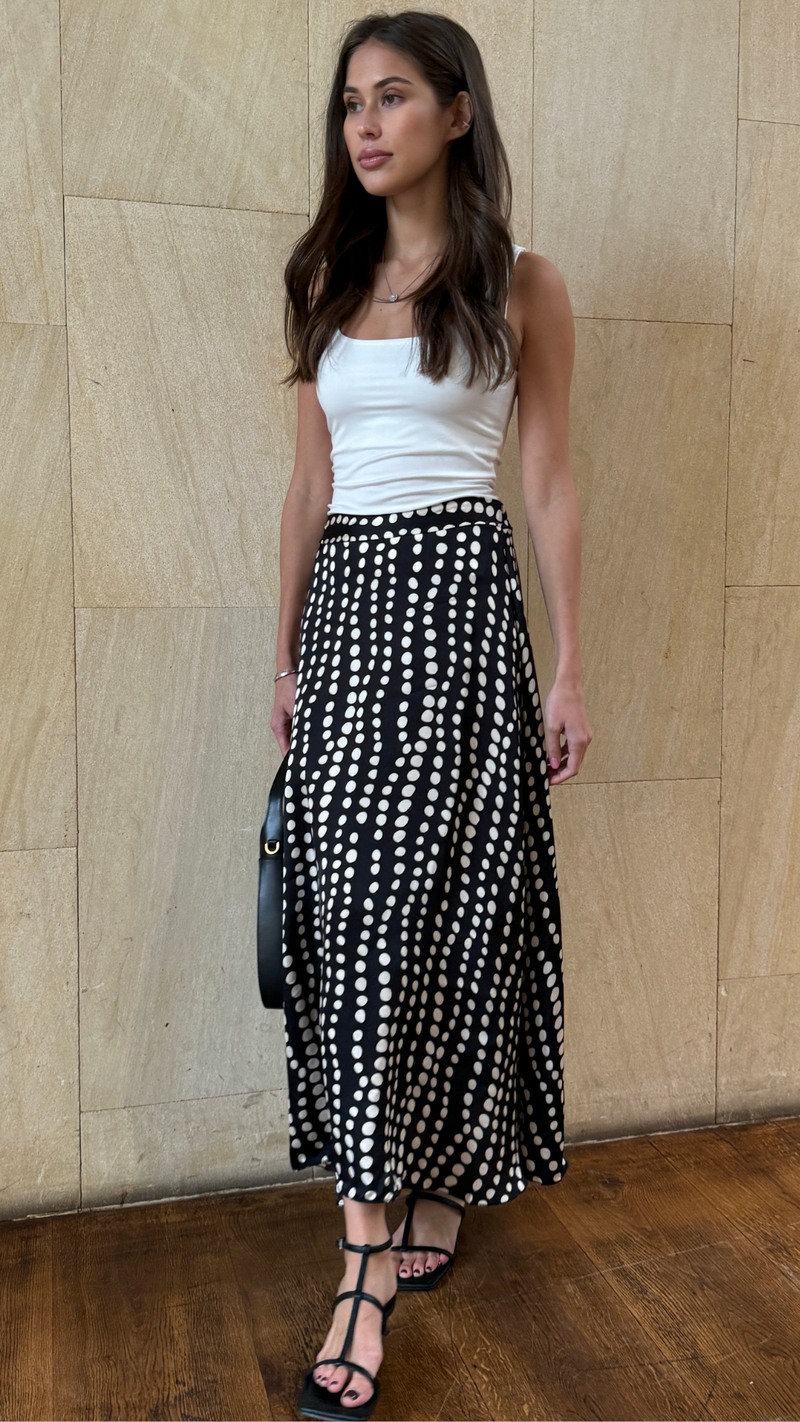 REMI SKIRT - BLACK/WHITE PRINT