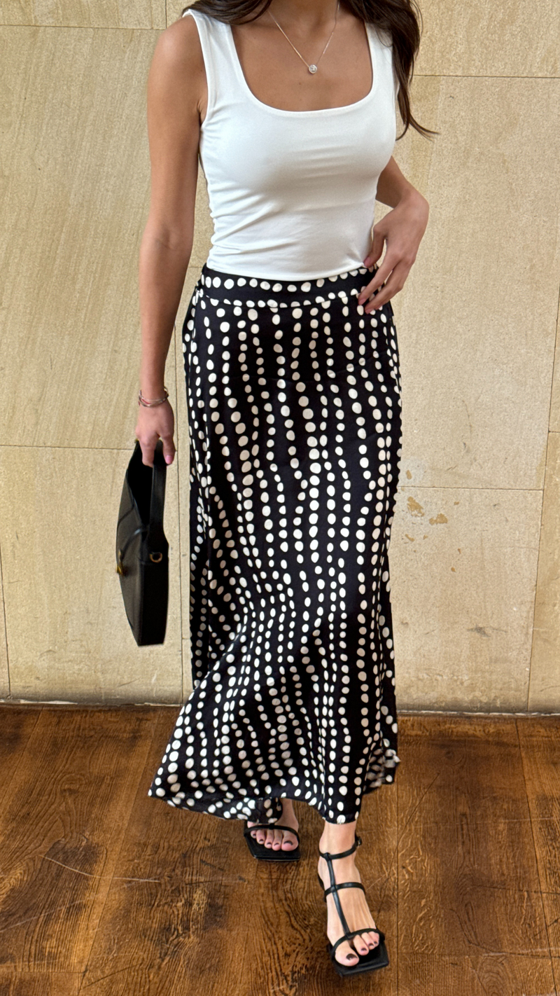 REMI SKIRT - BLACK/WHITE PRINT