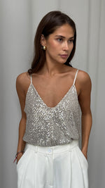 SIENNA SEQUIN CAMISOLE - SILVER