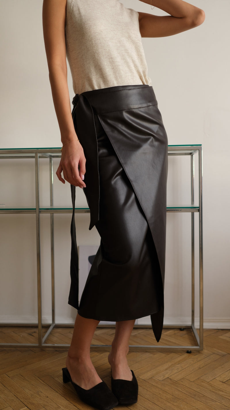 LIVIA WRAP SKIRT - ESPRESSO