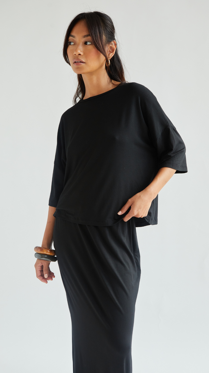 RAYA JERSEY TOP - BLACK