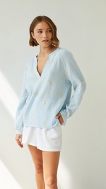 ZAINA EMBROIDERED TOP - SKY BLUE