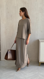 ARIA JERSEY SKIRT - TAUPE