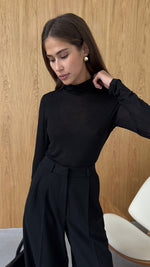 DEMI CASHMERE JERSEY TOP - BLACK