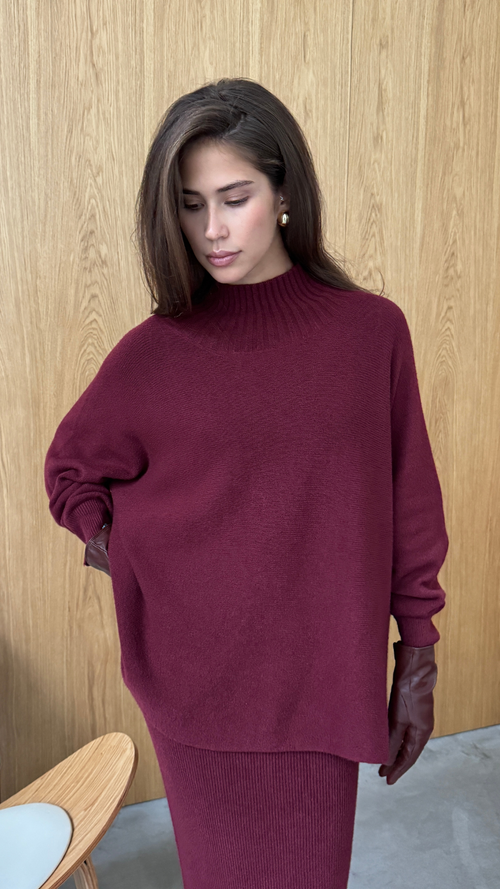 ALMA SWEATER - DARK CHERRY