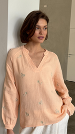 ZAINA EMBROIDERED TOP - APRICOT