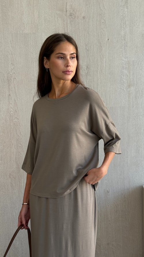 RAYA JERSEY TOP - TAUPE