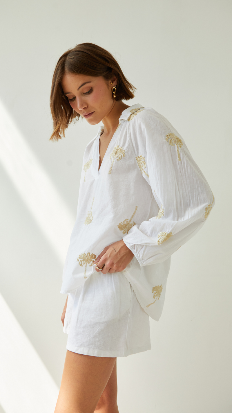 MIRELLE EMBROIDERED TOP - WHITE