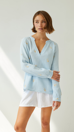 ZAINA EMBROIDERED TOP - SKY BLUE