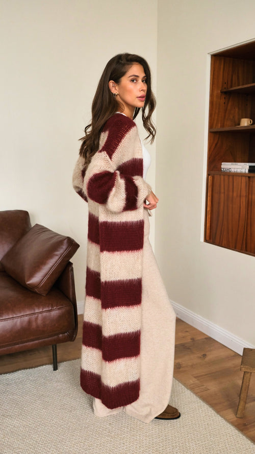 KAY CARDIGAN - RUBY BEIGE STRIPES