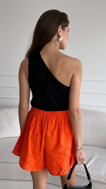 LAINA BRODERIE SHORTS - TANGERINE