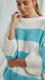 CRISTINA SWEATER - AQUA STRIPES