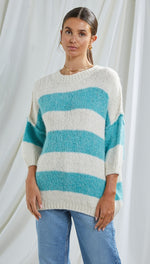 CRISTINA SWEATER - AQUA STRIPES