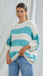 CRISTINA SWEATER - AQUA STRIPES