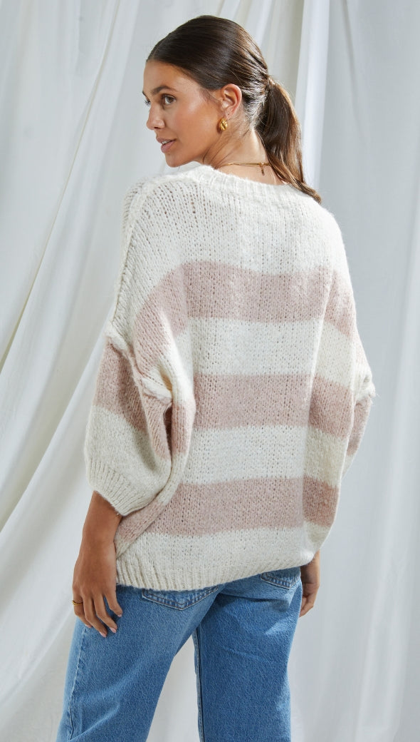 CRISTINA SWEATER - ROSE STRIPES