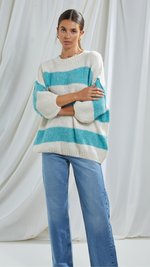 CRISTINA SWEATER - AQUA STRIPES