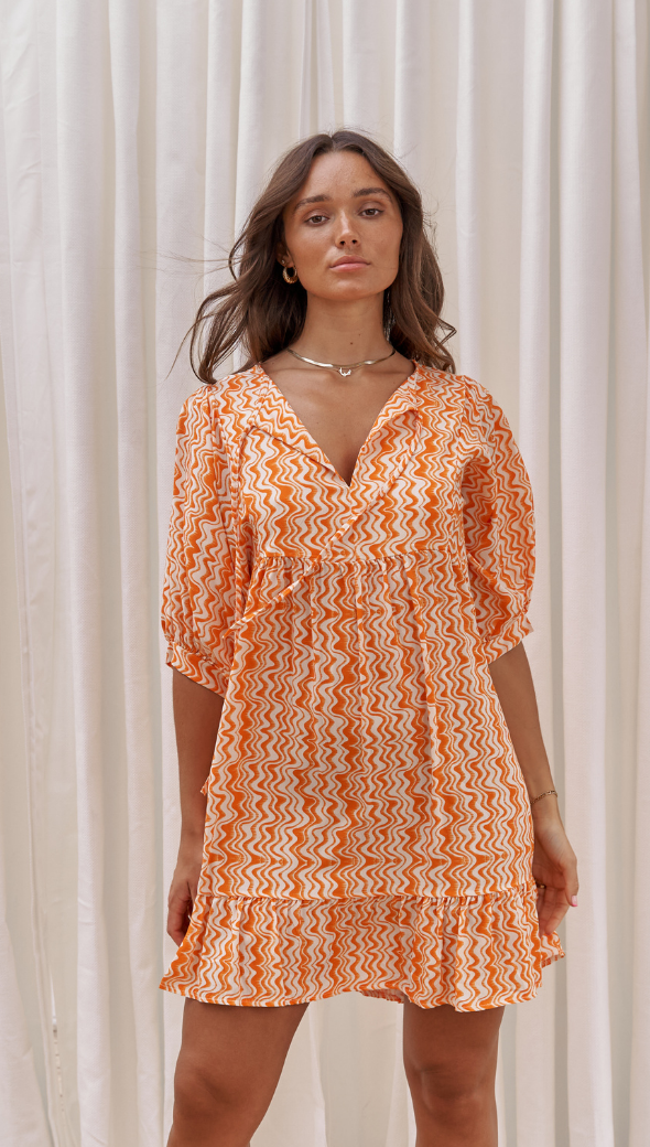 MICHELLE DRESS - ORANGE PRINT