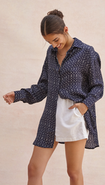 MADELINE PRINTED SHIRT - NAVY