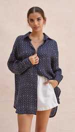 MADELINE PRINTED SHIRT - NAVY