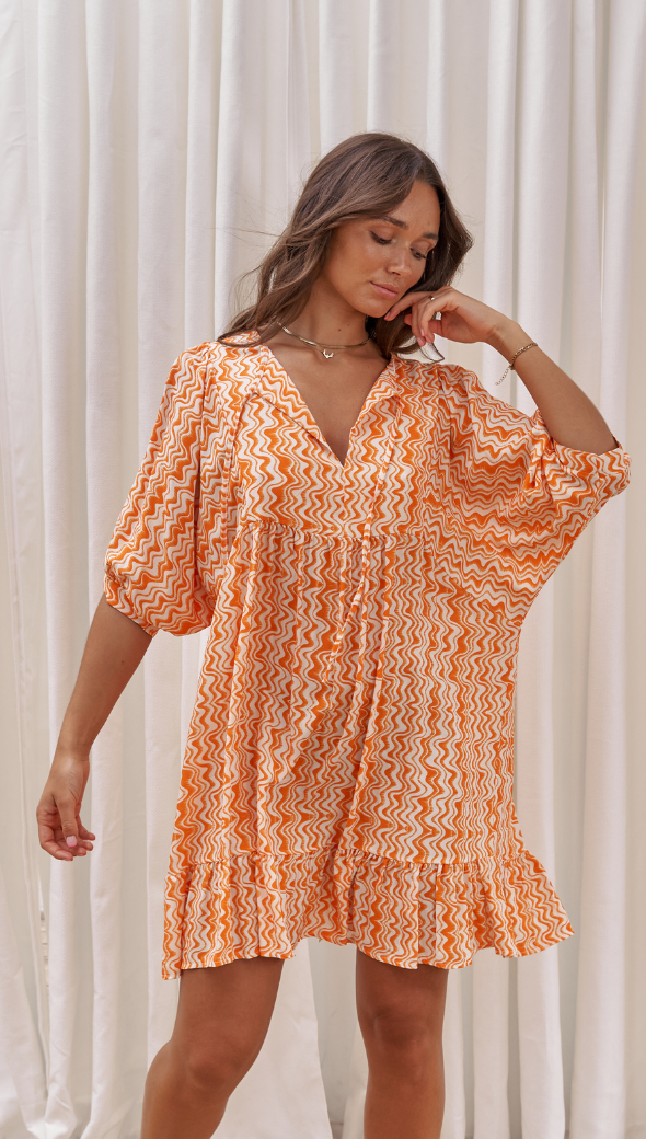 MICHELLE DRESS - ORANGE PRINT